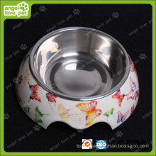 Fashion Design Melamine Bowl with Stainless Steel Pet Bowl